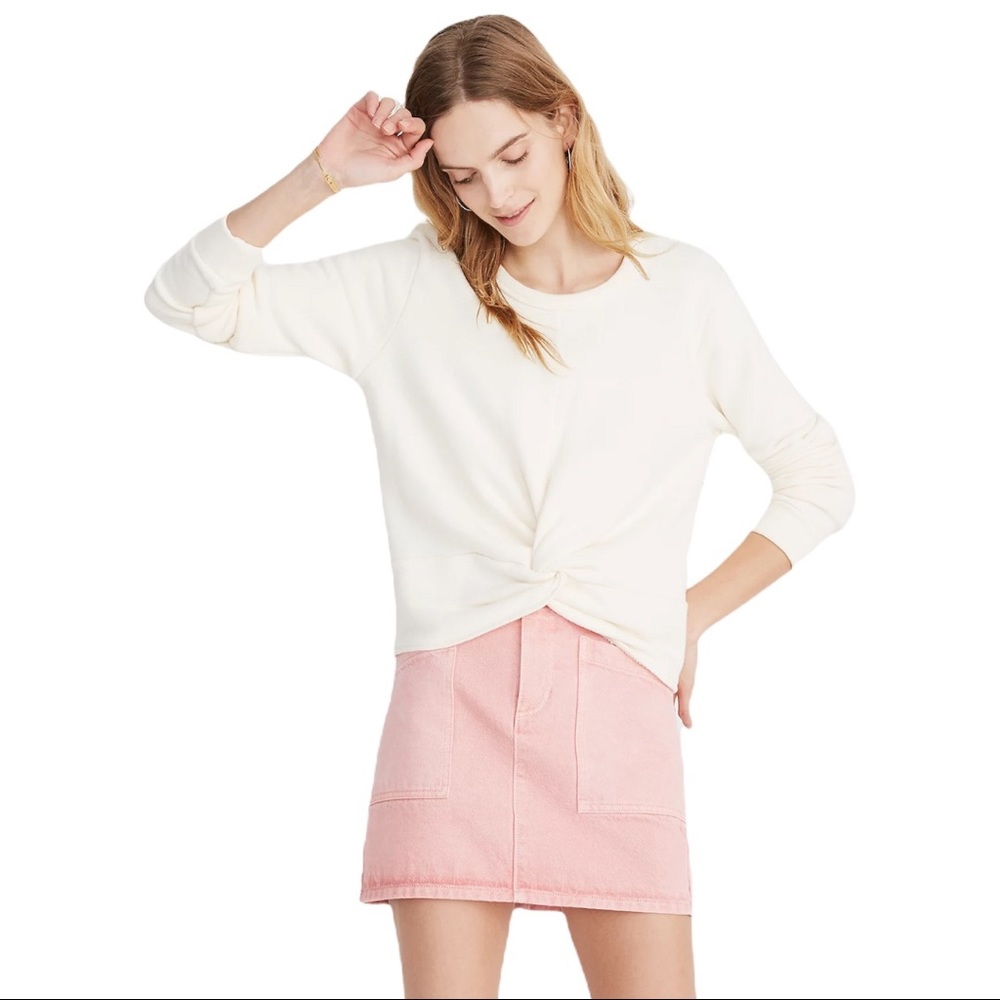 Madewell Twist Front Cream Pullover Sweatshirt XXS